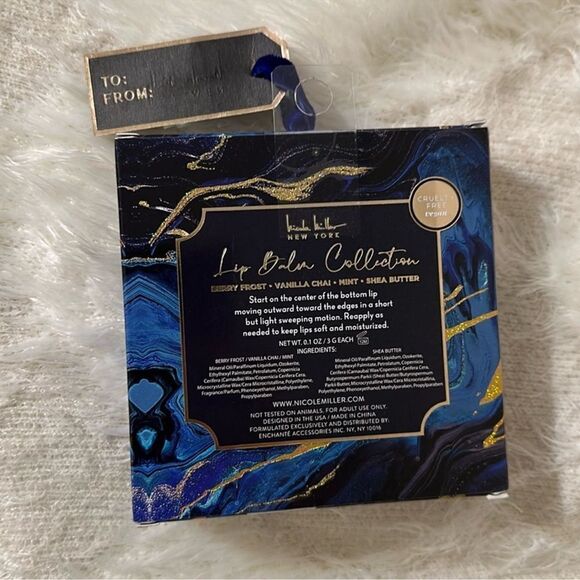 nicole miller 4 Berry Frost Vanilla Chai Mint Shea Butter Lip Balm Set - Picture 2 of 6